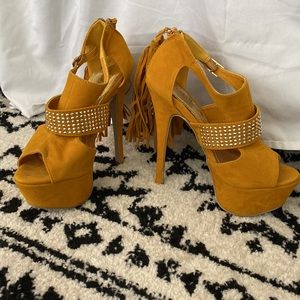 BOGO - Mustard stilettos with tassels